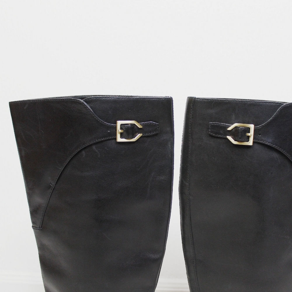 Cole Haan Black Knee High Leather Riding Boot - Picture 5 of 11